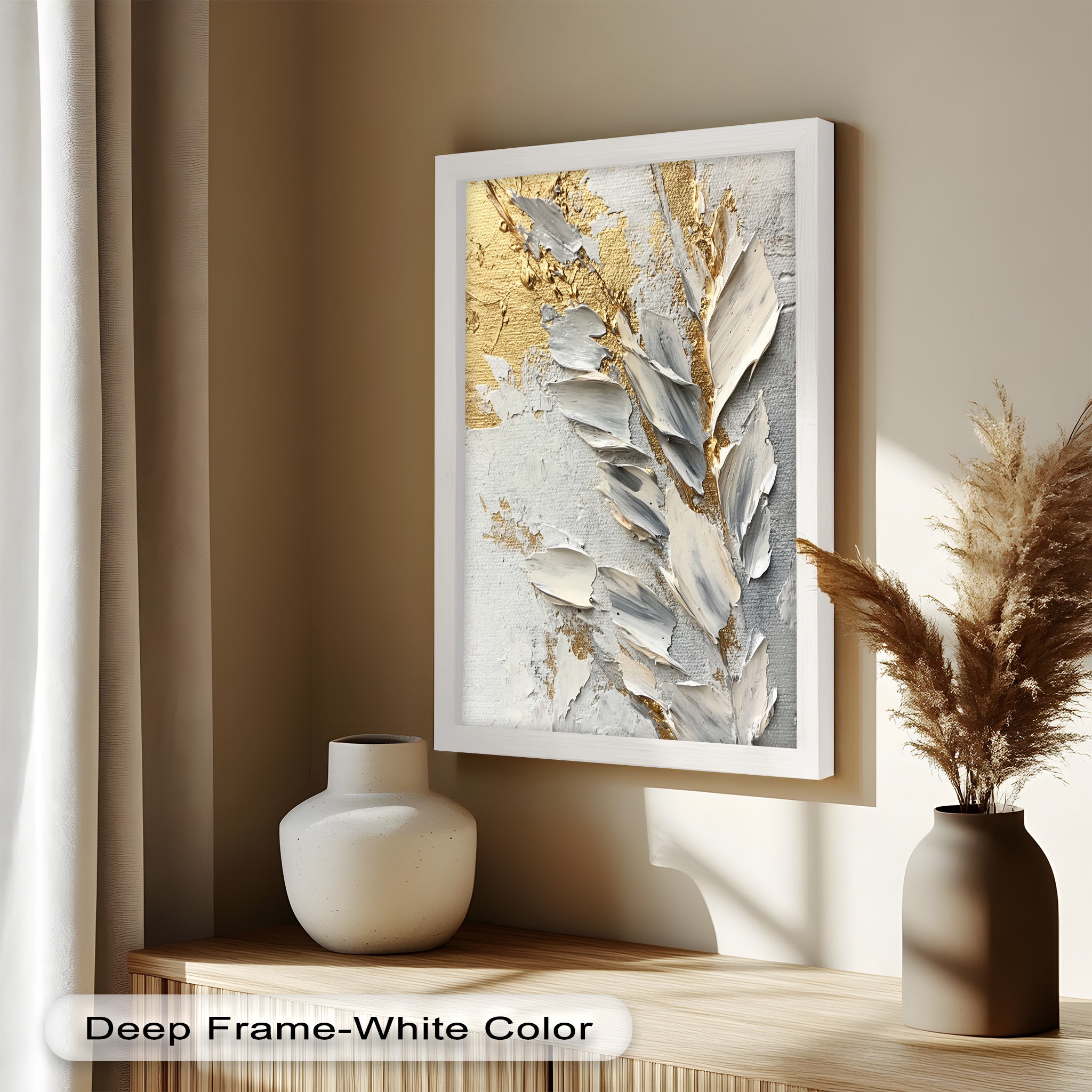 Golden Whisper – Neutral Abstract Oil Painting