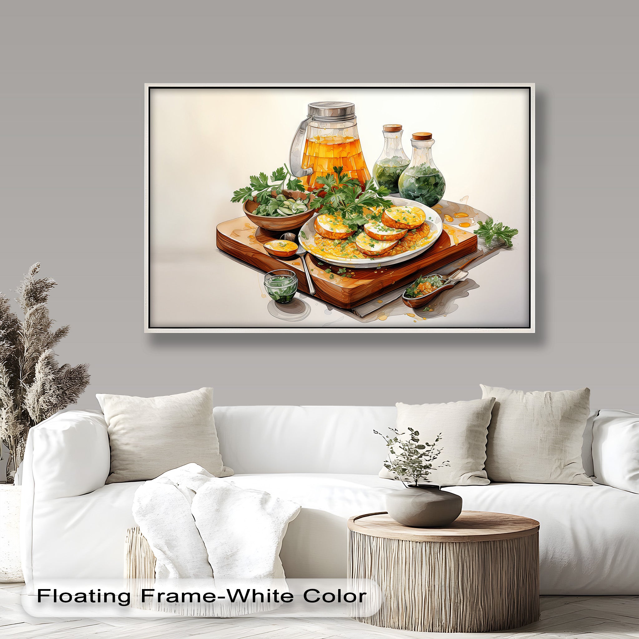 Golden Herb Delight – Rustic Food Still Life Painting