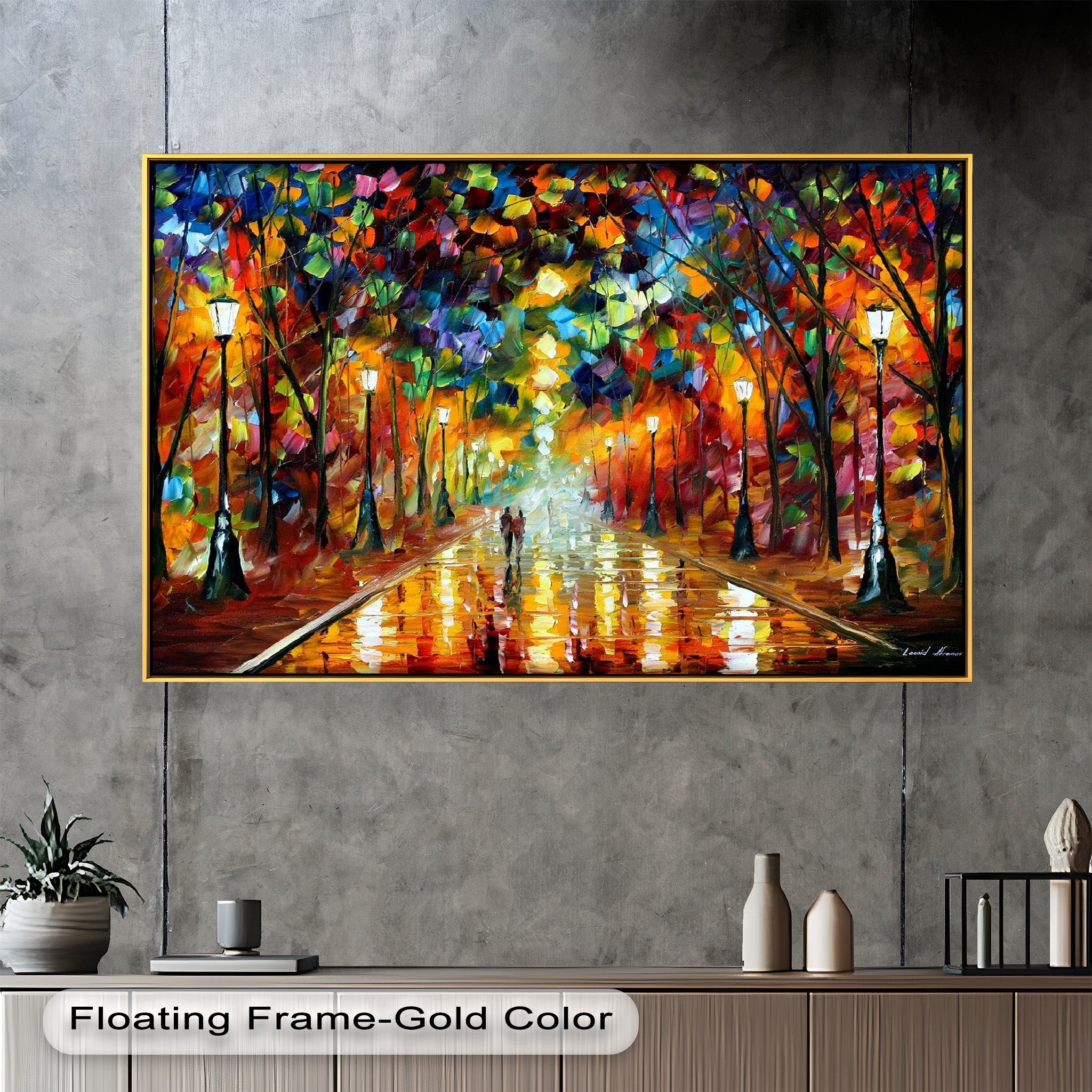 Lovers in the Park – Vivid Abstract Oil Painting