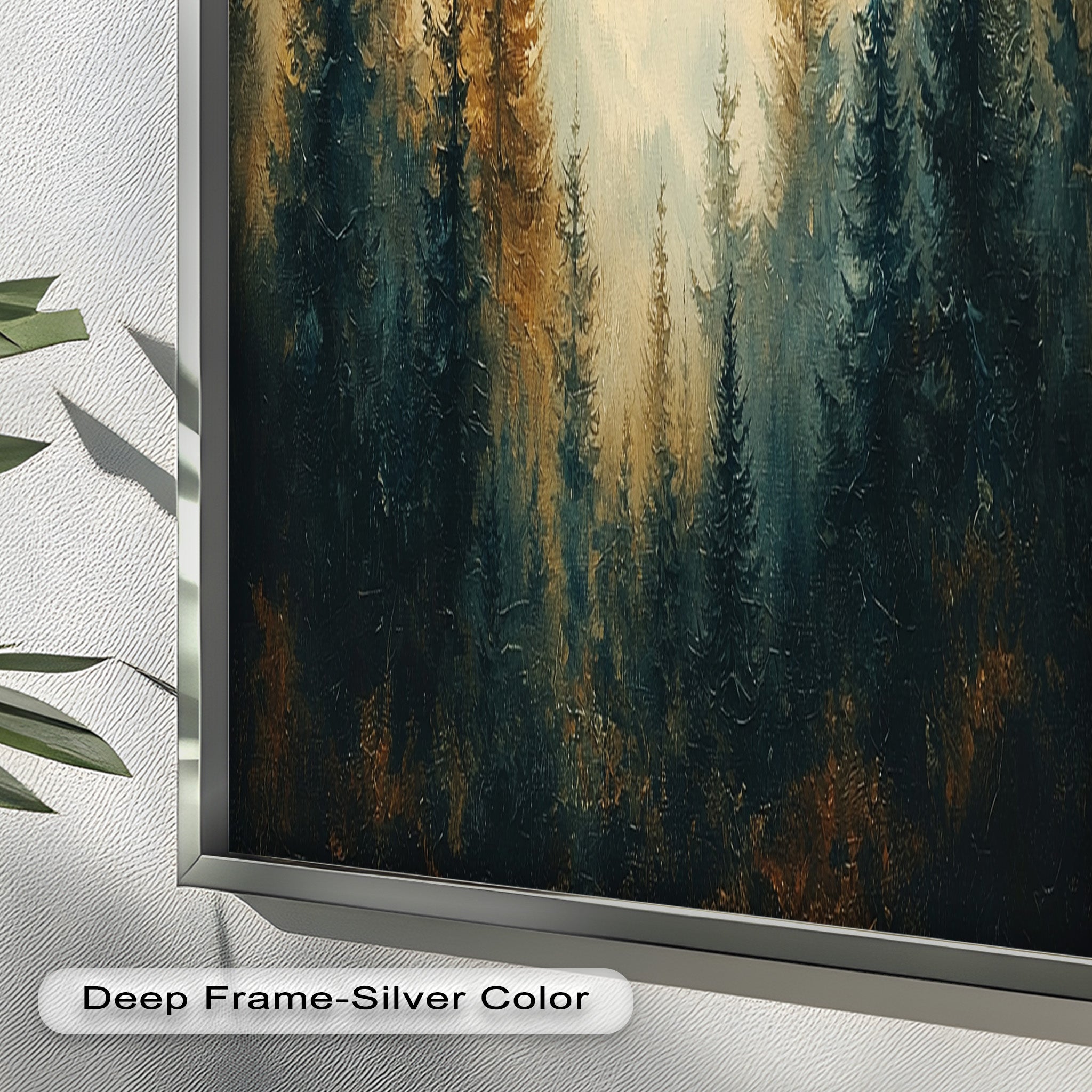 Misty Pine Forest Wall Art – Mountain Oil Painting
