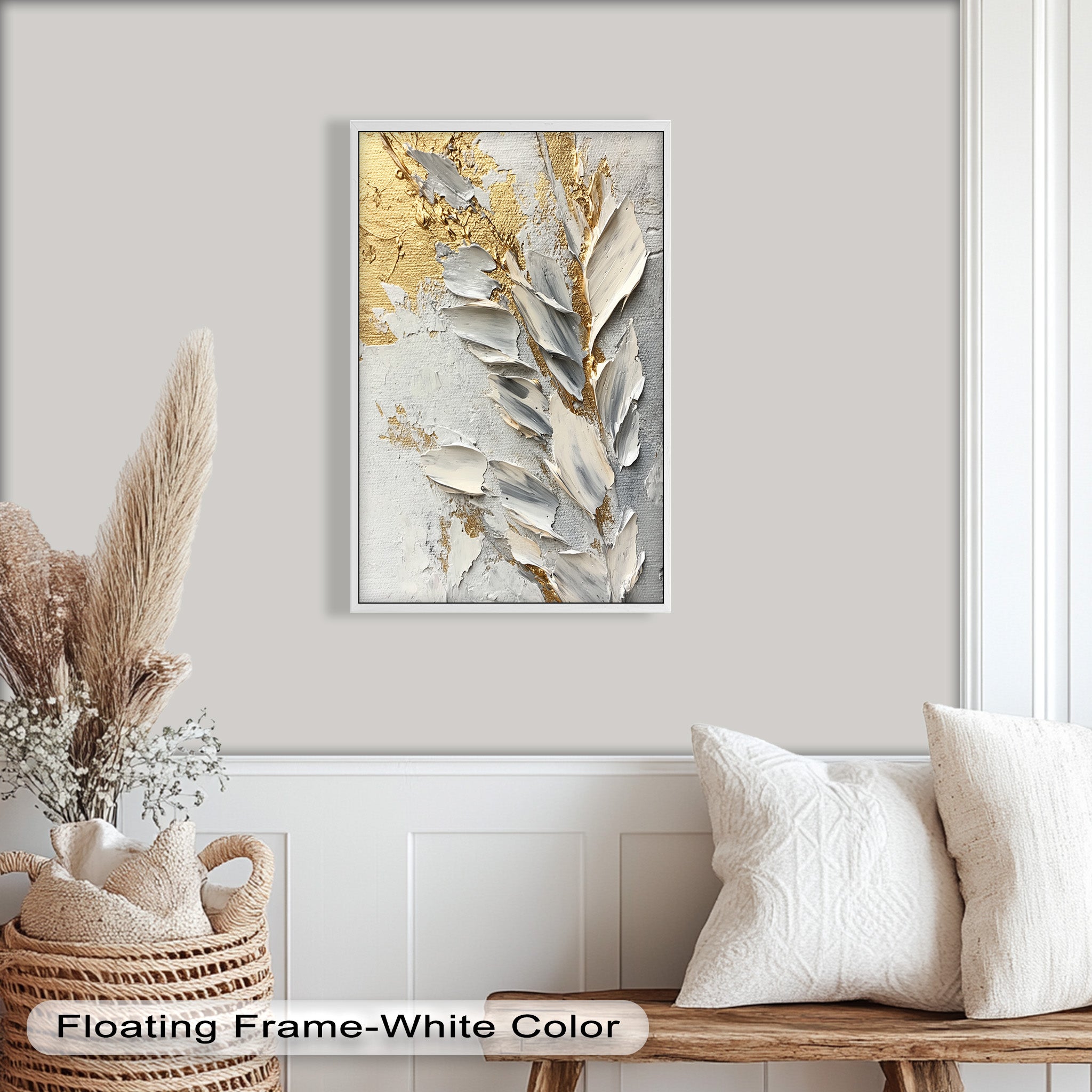 Golden Whisper – Neutral Abstract Oil Painting