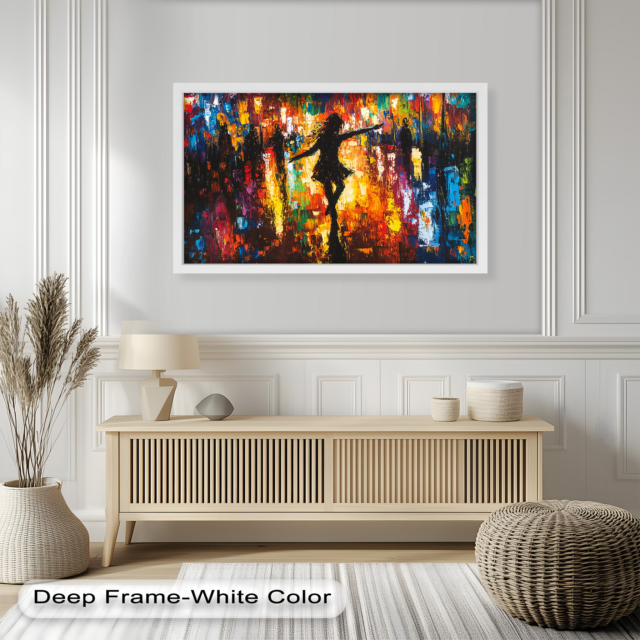 Dancing Through the Colors – Silhouette Abstract Oil Painting