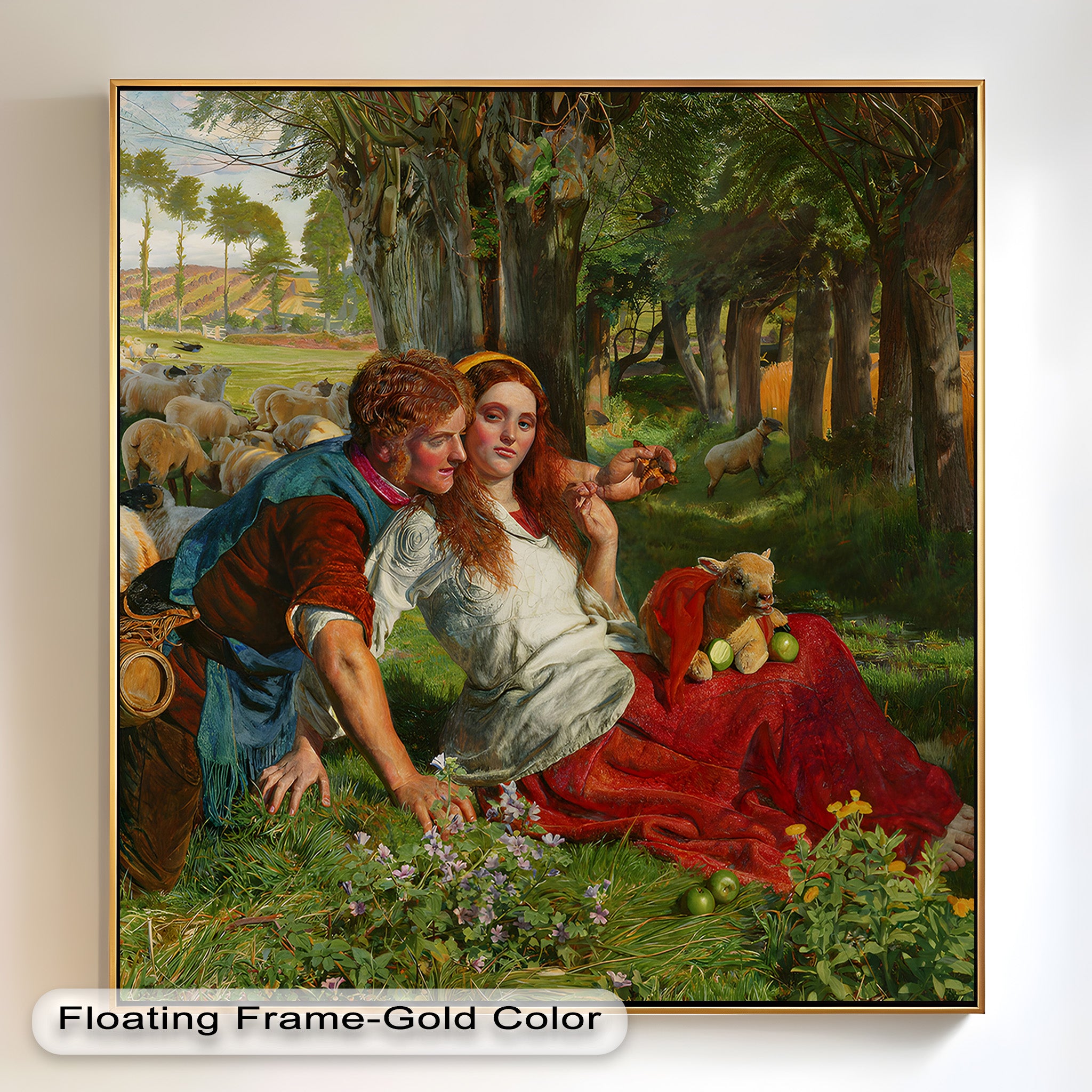 Pastoral Lovers in Countryside - Historic Oil Painting
