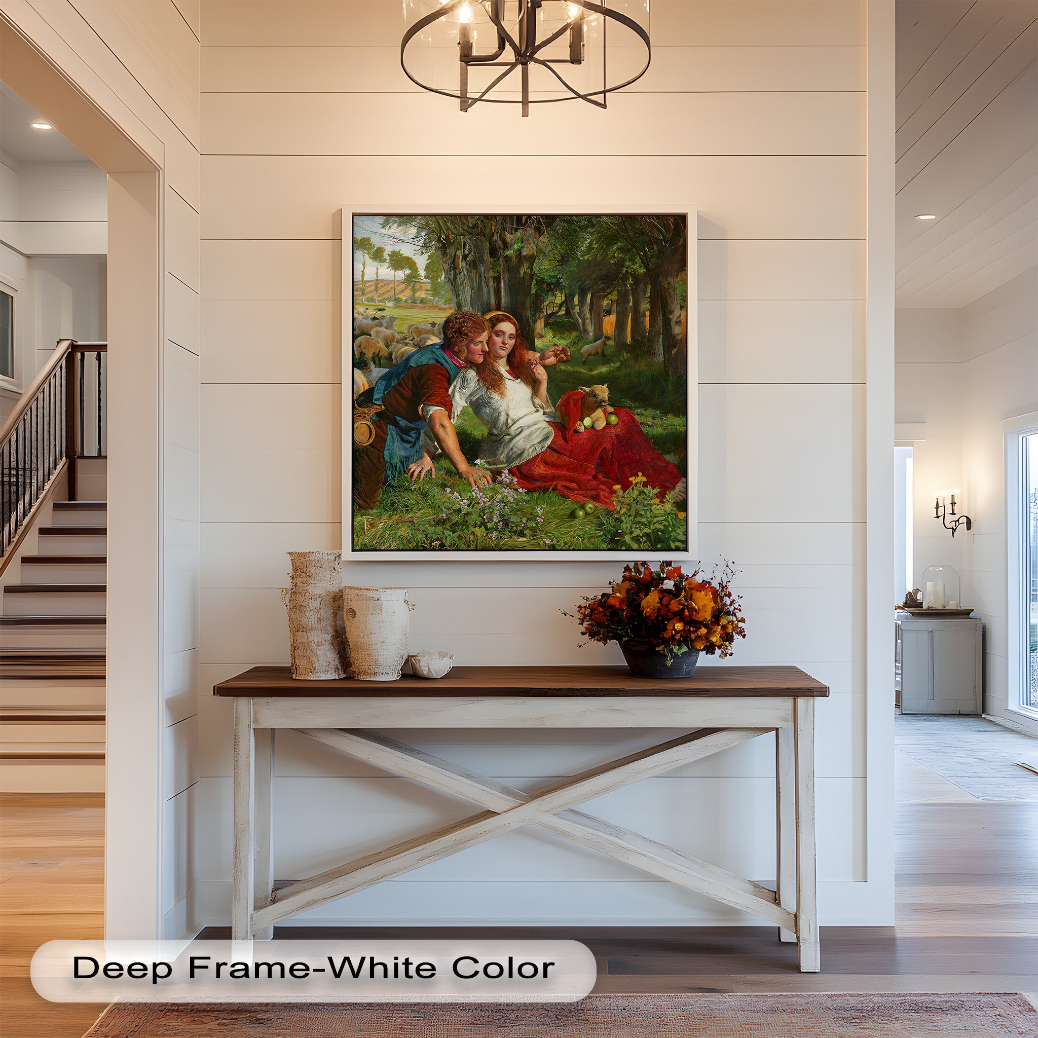Pastoral Lovers in Countryside - Historic Oil Painting
