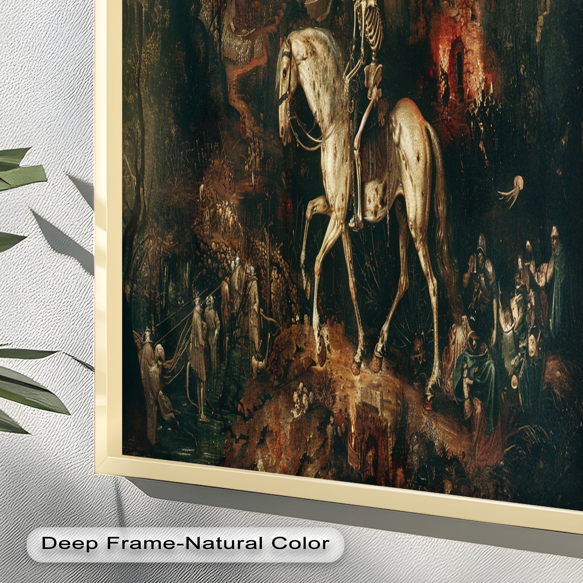 Skeleton on Horseback in Apocalyptic - Historic Oil Painting