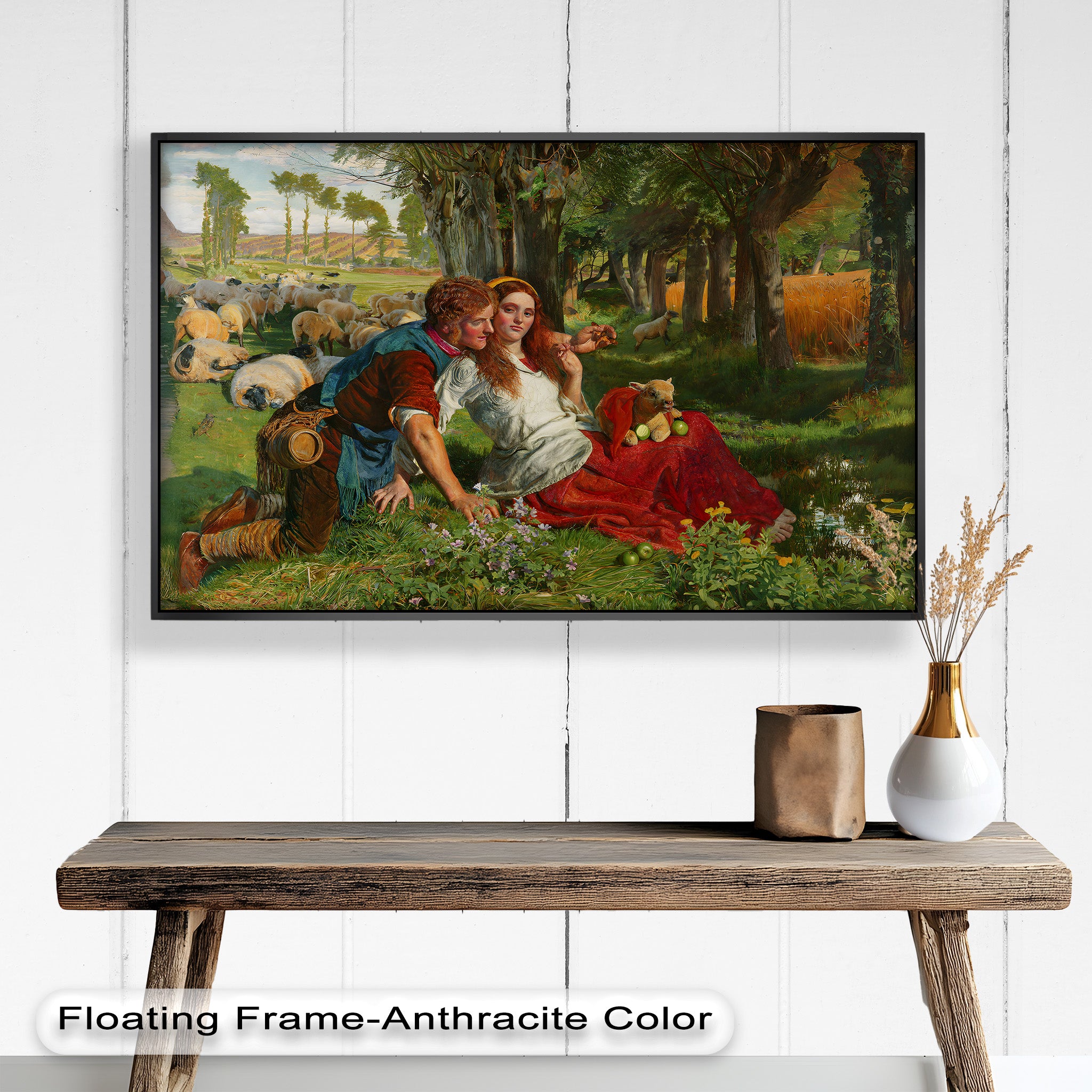 Pastoral Lovers in Countryside - Historic Oil Painting