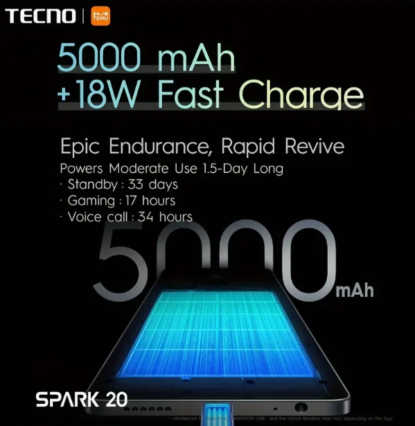 TECNO Spark 20 4G Smartphone 256 GB Big ROM 8GB Big RAM| 50 MP Ultra Clear Camera