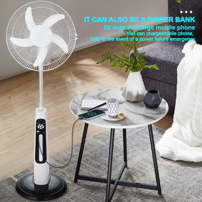 12V Solar Fan with LED Light & USB – 16/18'' AC/DC Rechargeable