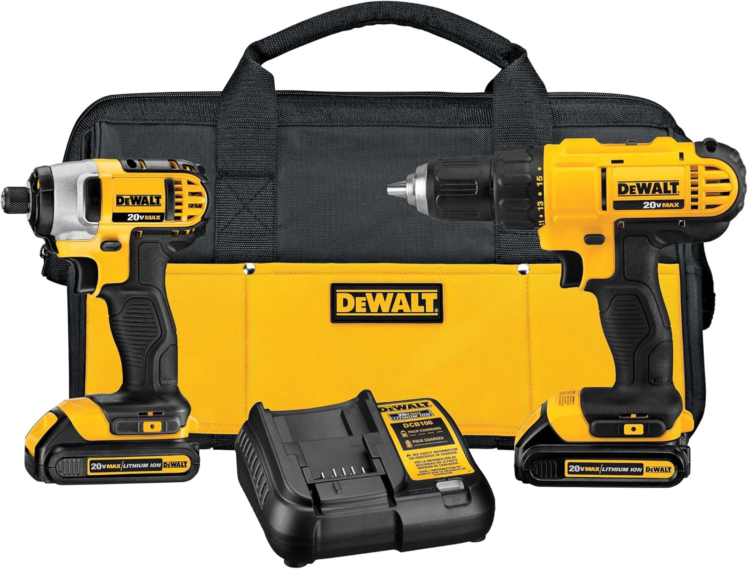 【Last Day Clearance】DEWALT 20V MAX Cordless Drill and Impact Driver, Power Tool Combo Kit with 2 Batteries and Charger (DCK240C2)