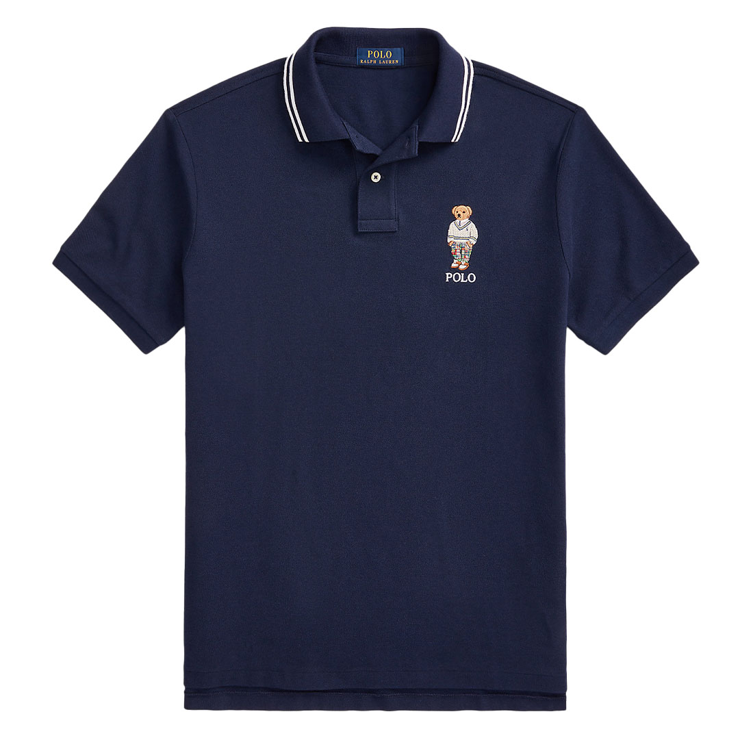 Ralph Lauren Custom Slim Polo Bear Mesh Polo Shirt Cruise Navy