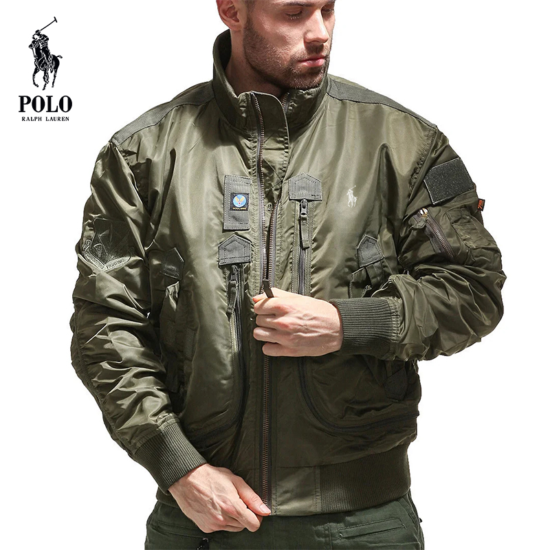 Ralph Lauren Men's Military Fan Air Force Tactical Standing Collar Pilot Jacket