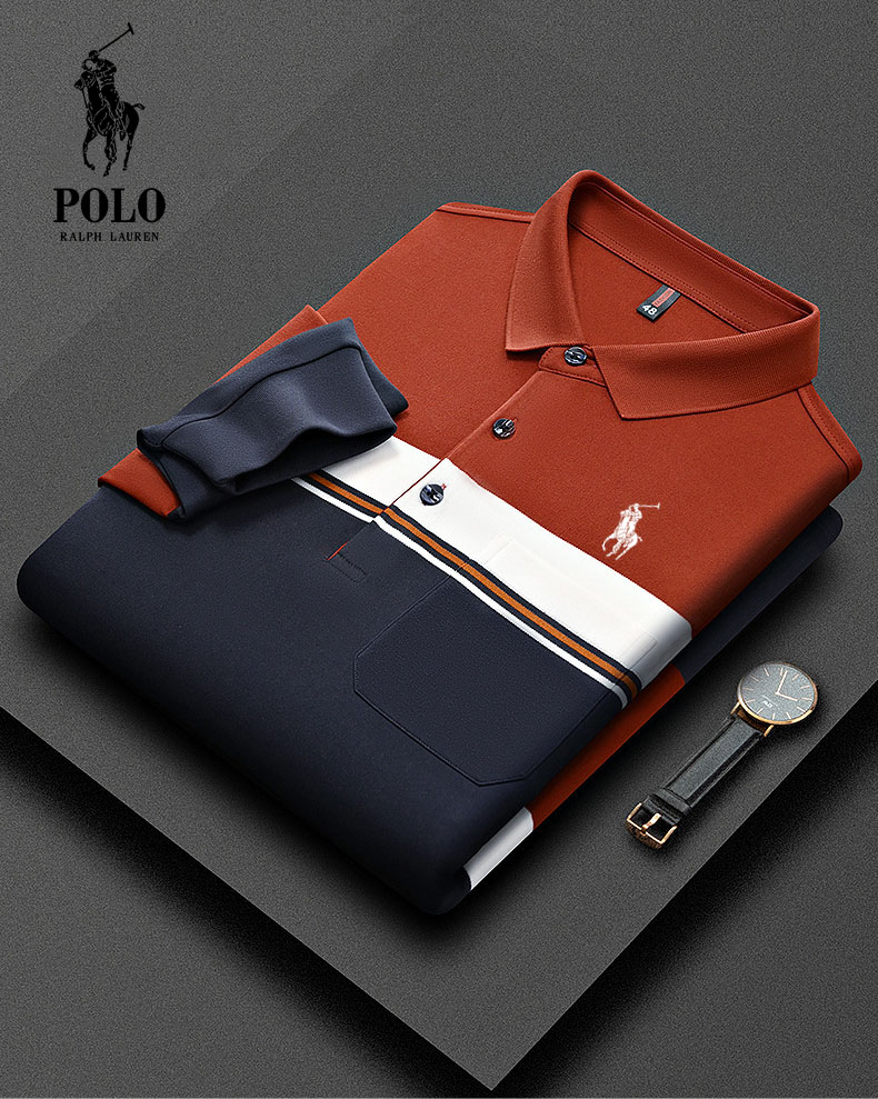 Ralph Lauren Men's Striped Long Sleeve Business Casual Polo Shirt