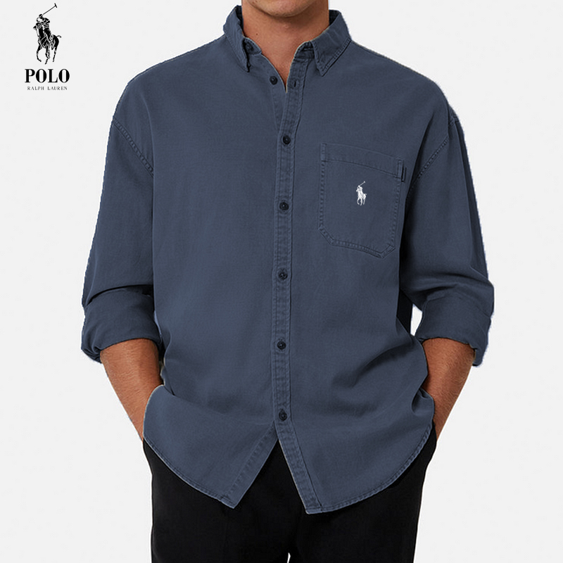 Ralph Lauren Men's Cotton Basic Denim Long Sleeve Shirt