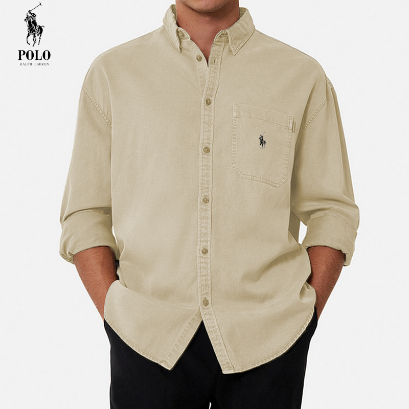 Ralph Lauren Men's Cotton Basic Denim Long Sleeve Shirt
