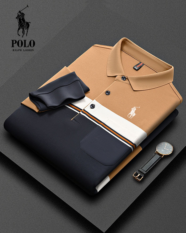 Ralph Lauren Men's Striped Long Sleeve Business Casual Polo Shirt