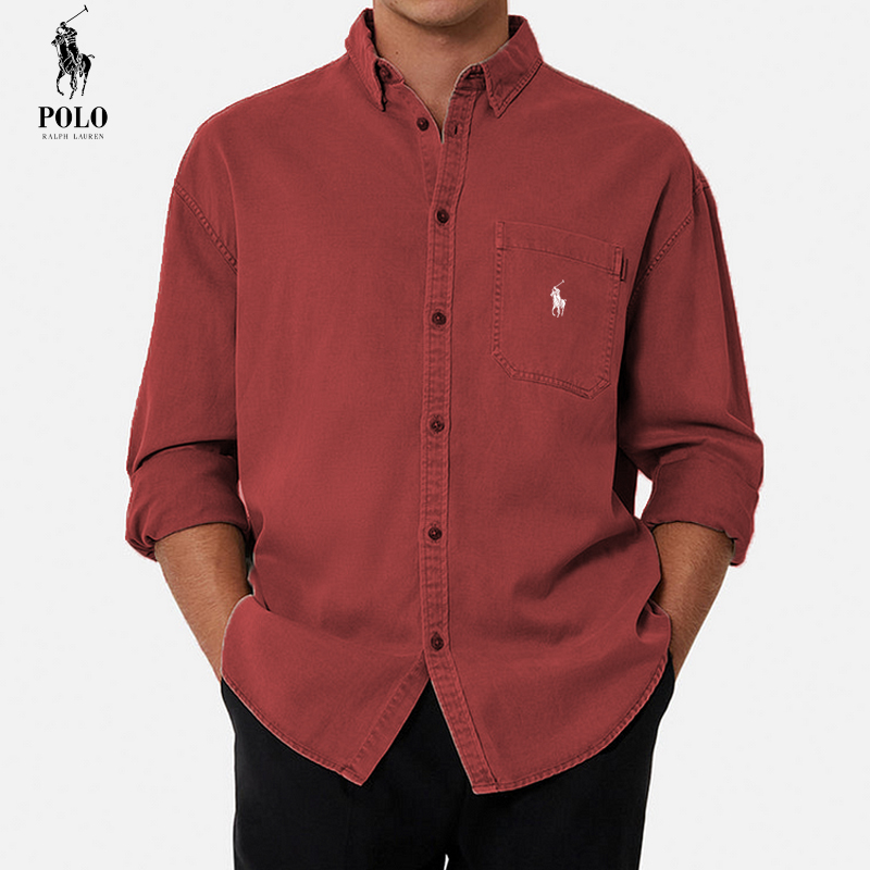 Ralph Lauren Men's Cotton Basic Denim Long Sleeve Shirt
