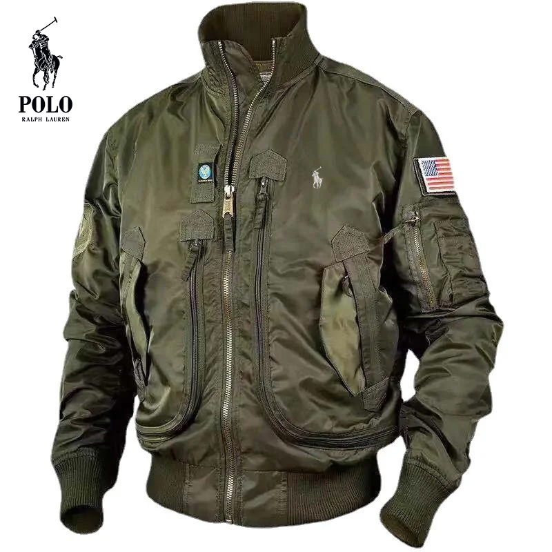 Ralph Lauren Men's Military Fan Air Force Tactical Standing Collar Pilot Jacket