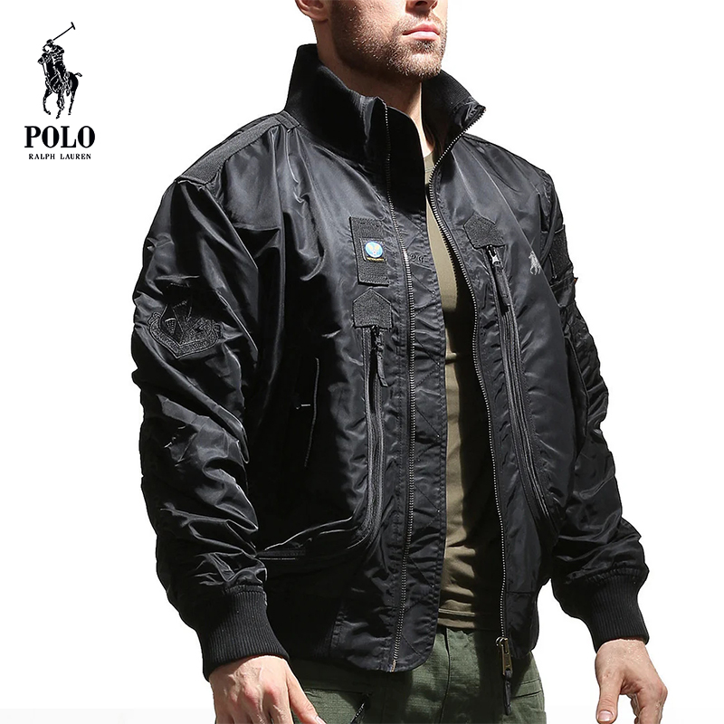 Ralph Lauren Men's Military Fan Air Force Tactical Standing Collar Pilot Jacket