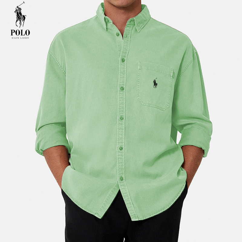 Ralph Lauren Men's Cotton Basic Denim Long Sleeve Shirt