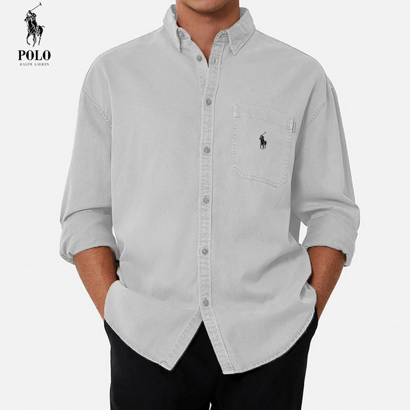 Ralph Lauren Men's Cotton Basic Denim Long Sleeve Shirt