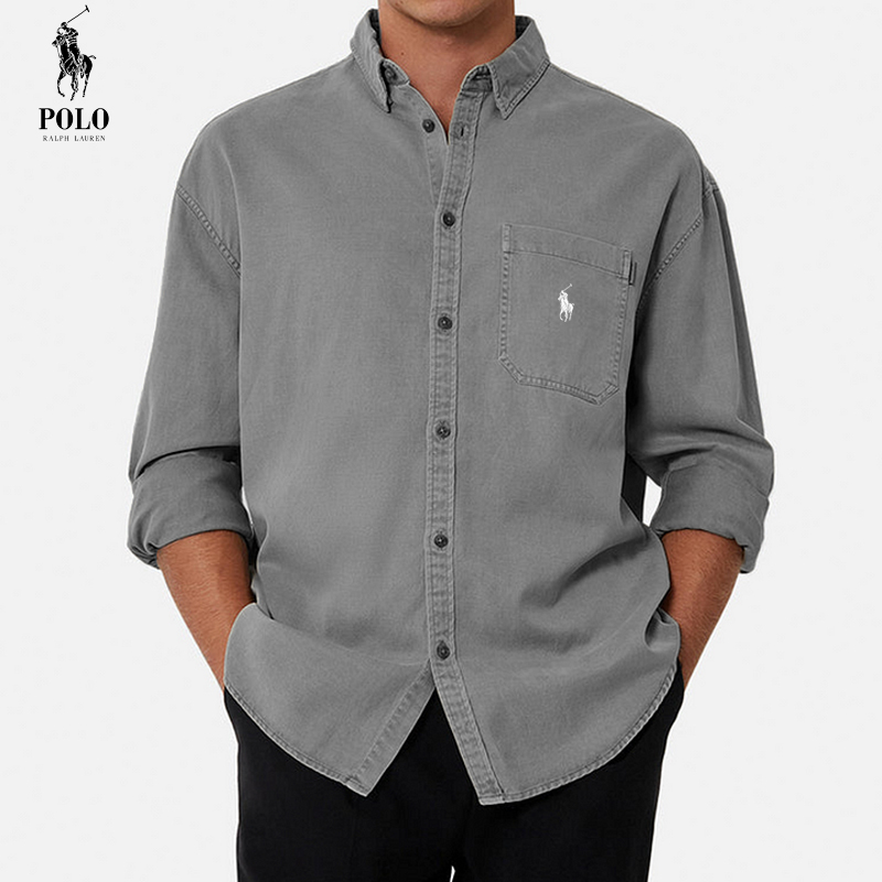 Ralph Lauren Men's Cotton Basic Denim Long Sleeve Shirt