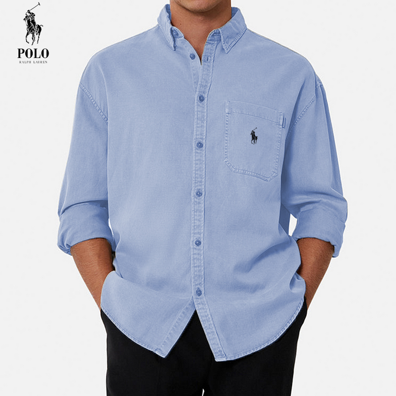 Ralph Lauren Men's Cotton Basic Denim Long Sleeve Shirt