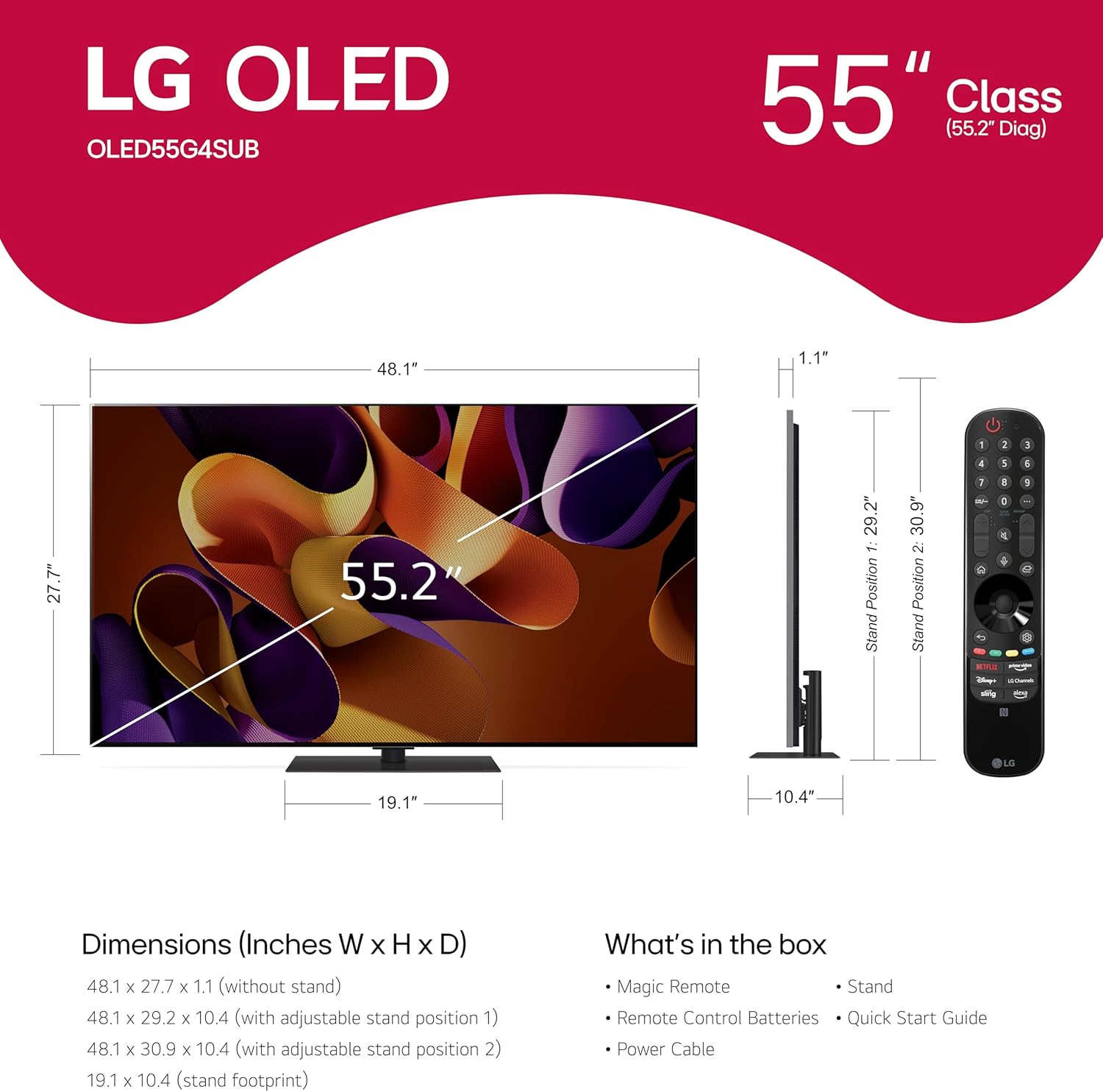🎉Offre spéciale📣Téléviseur intelligent LG OLED evo série G4, processeur 4K, écran plat, télécommande Magic Remote, intelligence artificielle avec Alexa intégrée