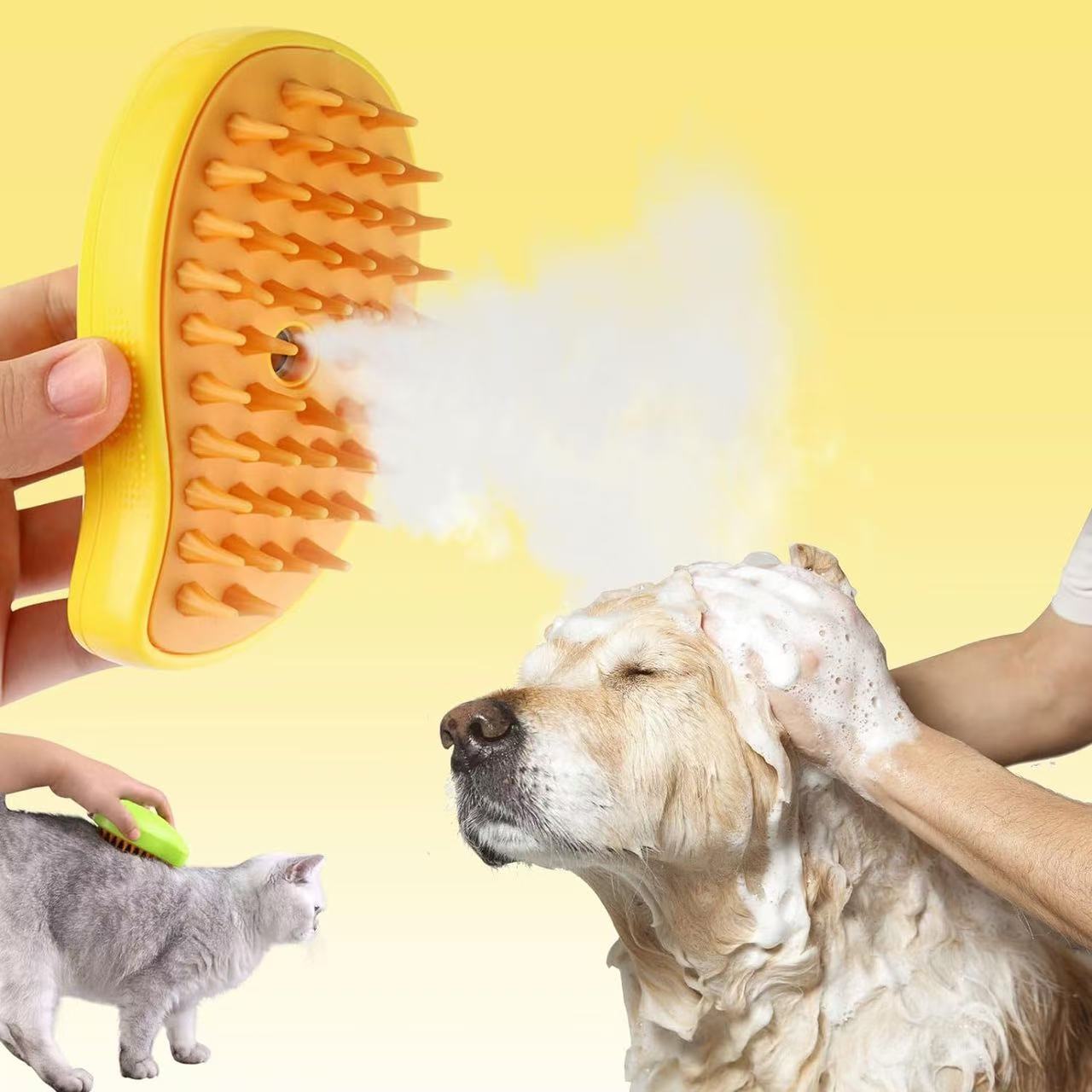 Cozyk™ Patented Exclusive Rechargeable Steam Pet Brush (95°F-113°F) for Pet Bathin