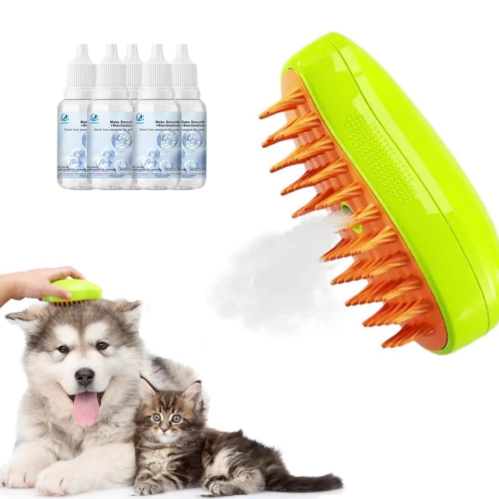 Cozyk™ Patented Exclusive Rechargeable Steam Pet Brush (95°F-113°F) for Pet Bathin