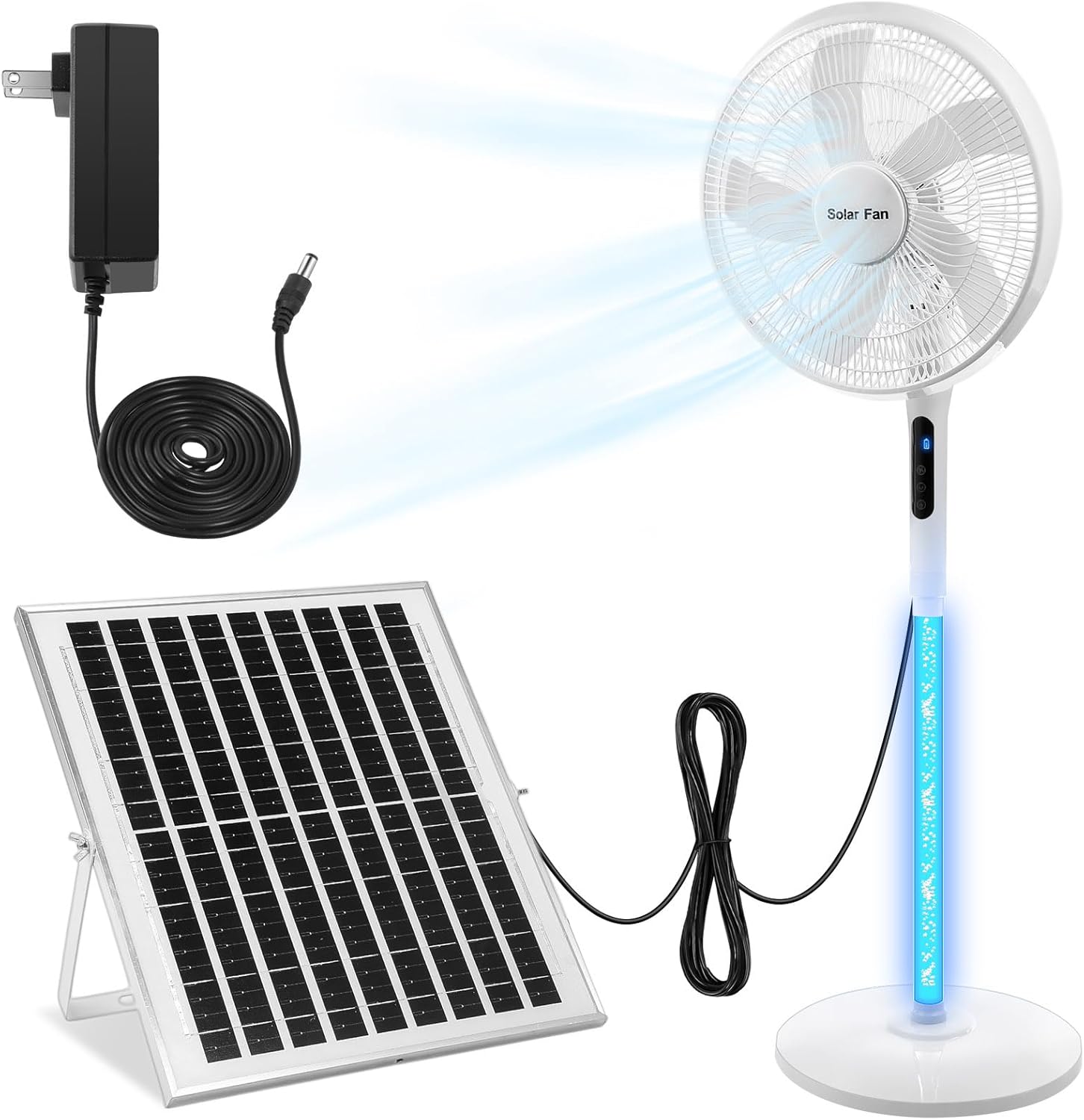 Special offer💥Solar Rechargeable Floor Fan with Solar Panel, 16 Inch Battery Powered, 10000mah Battery