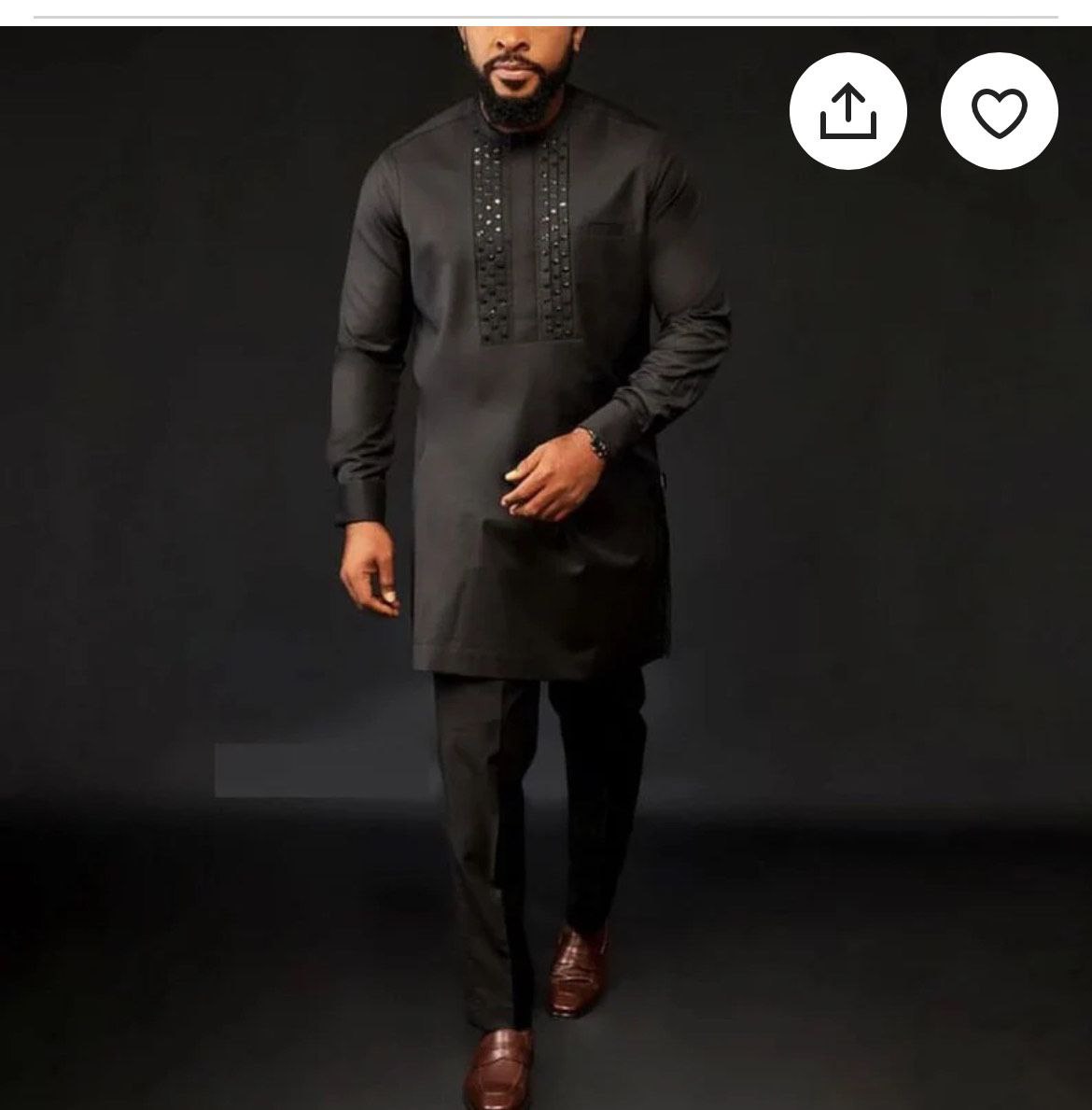 RESERVED FOR ERIC| Tan African Wedding Reception Suit| Customized stone beaded Dashiki