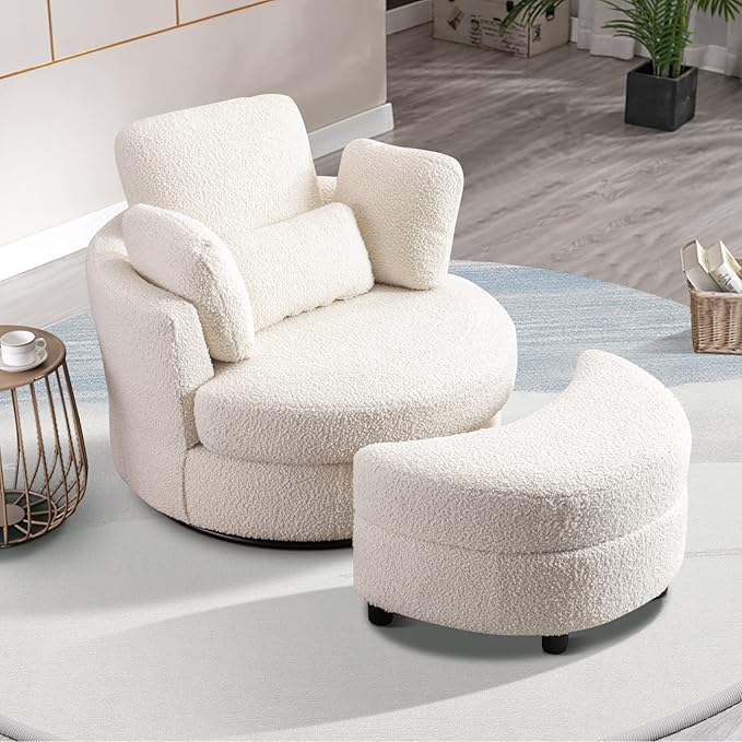 💝 Last Day For Clearance💥Swivel Bucket Chair 2-Piece Set, 360°Swivel Modern Upholstered Armchair