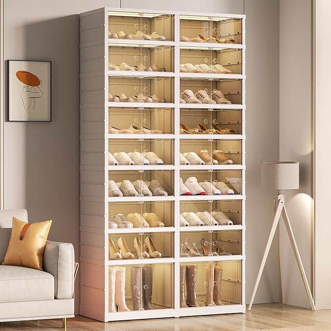 💥Stackable Transparent Folding Shoe Storage Rack (9 Layers Fit 18-36 Pairs)