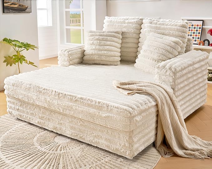 Upholstered Sofa Bed - with Armrests and Pillows