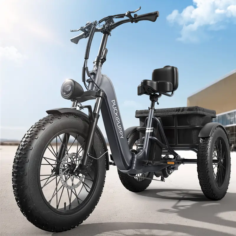 Adult electric tricycle with 750W motor, 48V 18AH battery pack, suitable for city and mountain roads