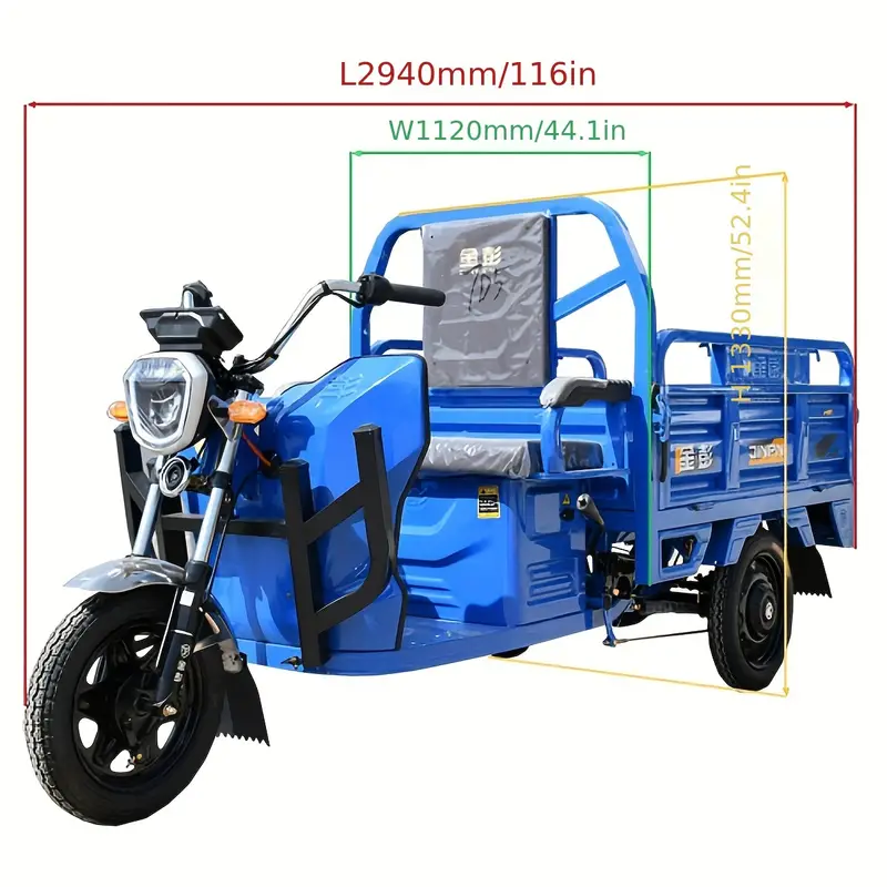 Electric Tricycles Transportation Pulling Goods, With Remote Alarm The Motor Power Is 750 Watts, Load Capacity 1102.31 LB-1653.47 LB, Range Of 40-60 Km