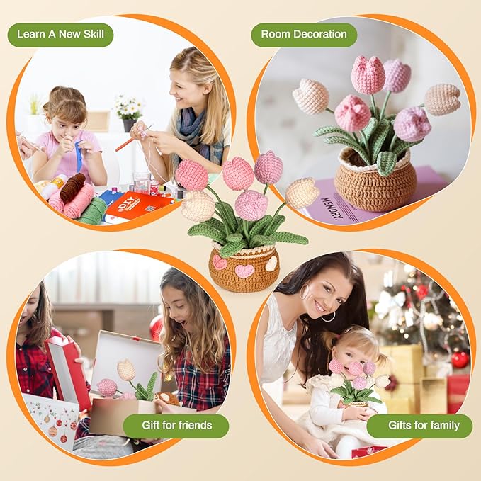 🔥Last Day 49% OFF - Tulip Potted Plants Crochet Kit🌷