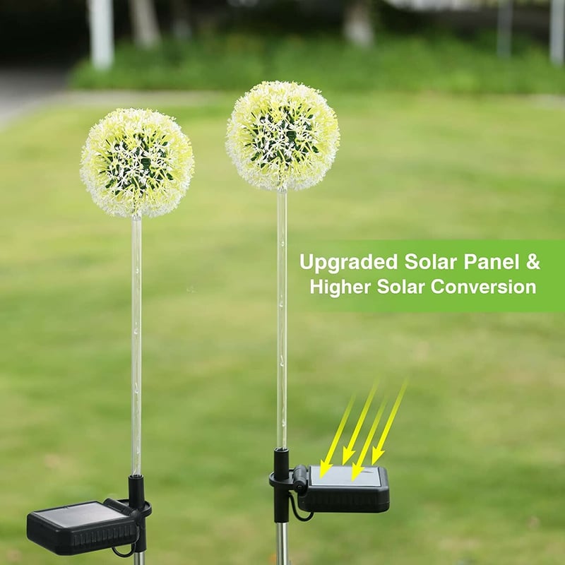 Outdoor Solar Dandelion Garden Stake Lights With Colorful String Lights