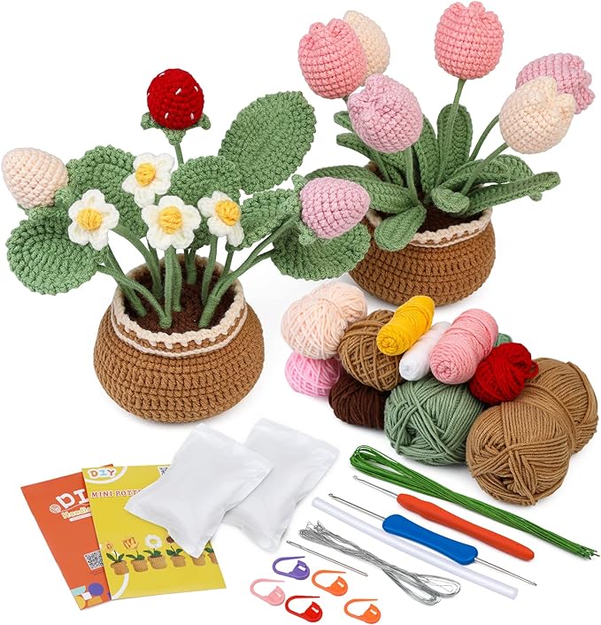 🔥Last Day 49% OFF - Tulip Potted Plants Crochet Kit🌷