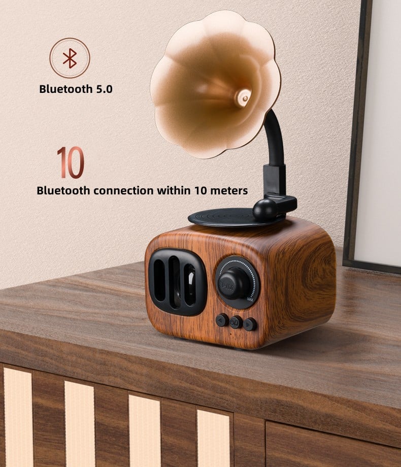 Retro Wooden Phonograph Bluetooth Speaker