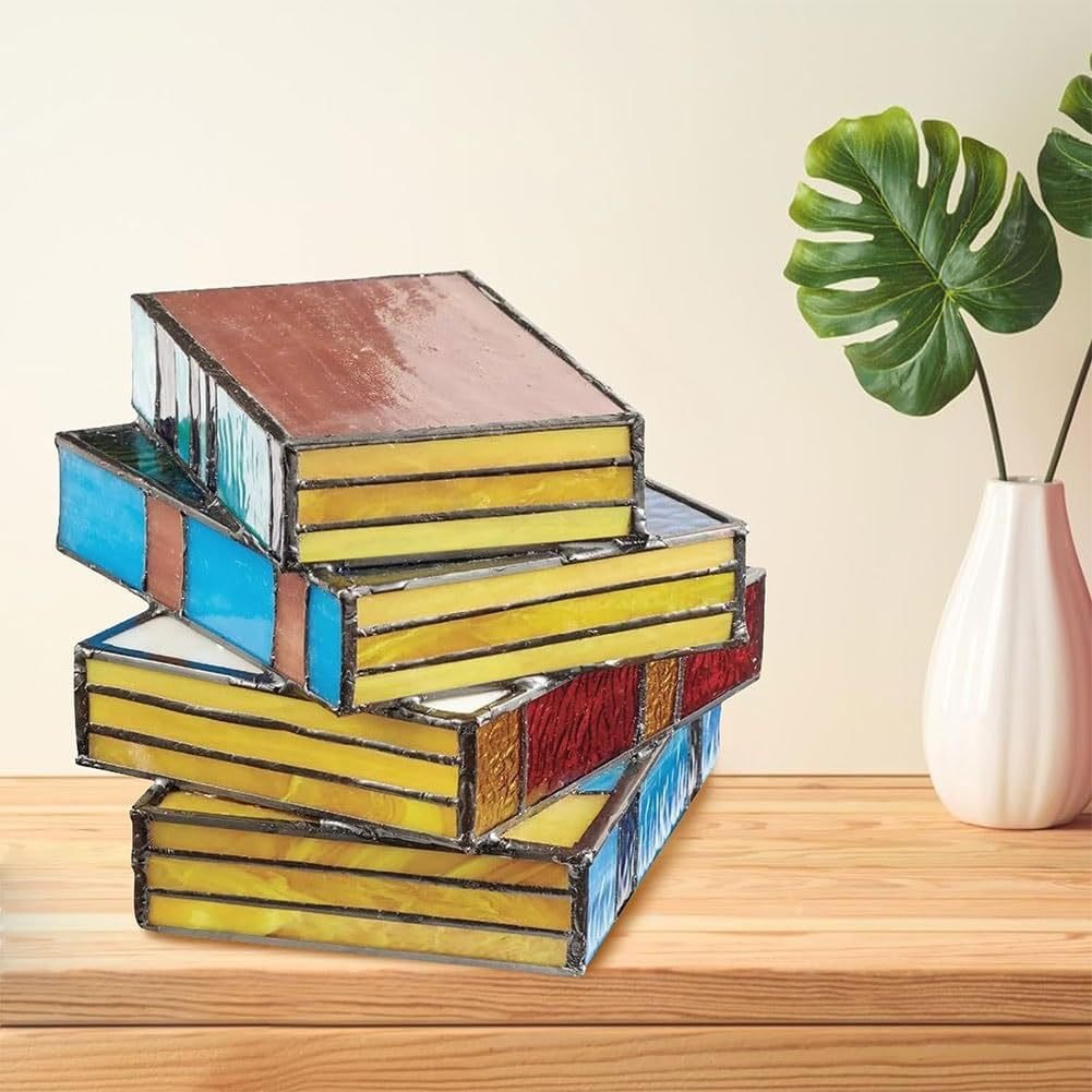 Stained Plastic Stacked Books Lamp