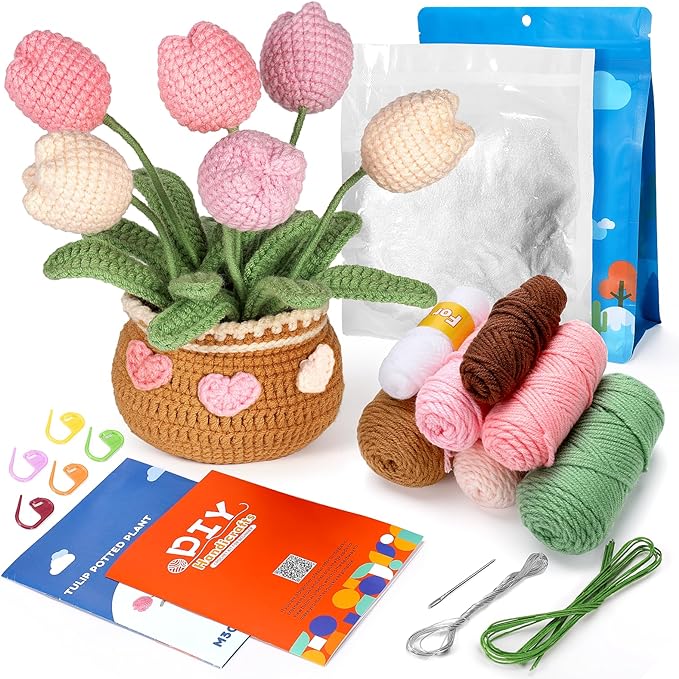 🔥Last Day 49% OFF - Tulip Potted Plants Crochet Kit🌷