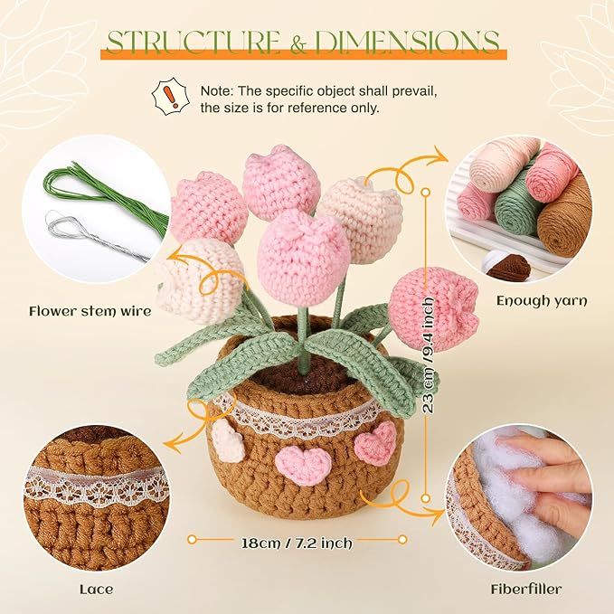 🔥Last Day 49% OFF - Tulip Potted Plants Crochet Kit🌷