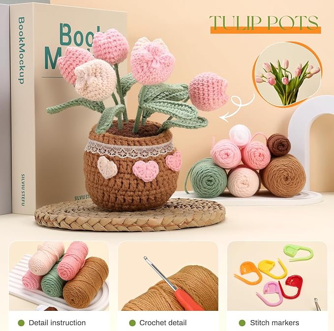 🔥Last Day 49% OFF - Tulip Potted Plants Crochet Kit🌷