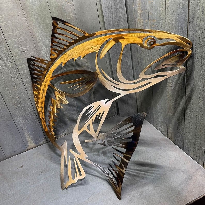 🔥Last Day 49% OFF🔥Metal Bass Fish with Hooks Plasma Cut Sign Art