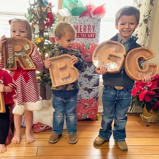 💰Personalisierte große hölzerne Kinder-Buchstaben-Spardose - Holzgeschenk für Kinder